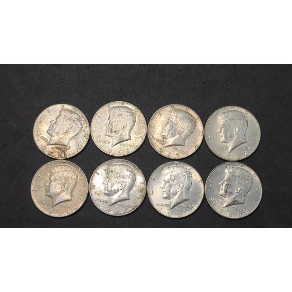 Assorted Years 40% Kennedy Half Dollars - Face Value: $4.00