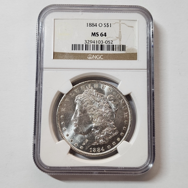 NGC Graded MS64 United States 1884-O 90% Silver Morgan Dollar 