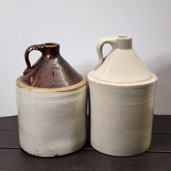 Two Smaller Vintage Stoneware Crocks ~ Both Unmarked ~ Likely One Gallon Crocks