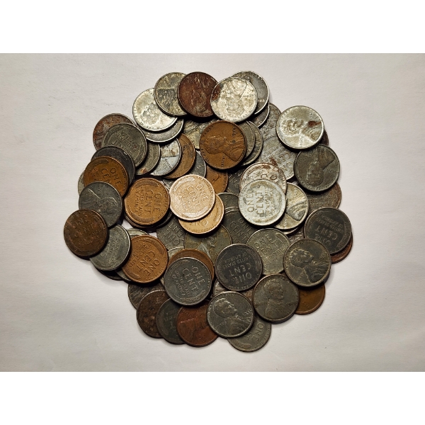 Large Assortment of Steel & Wheat Pennies - Face Value $0.73