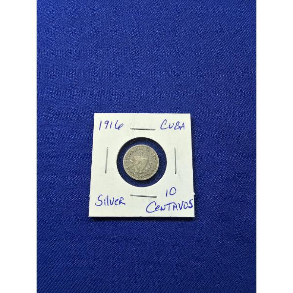 1916 Cuban 10 Centavos Silver Coin - Excellent Condition!