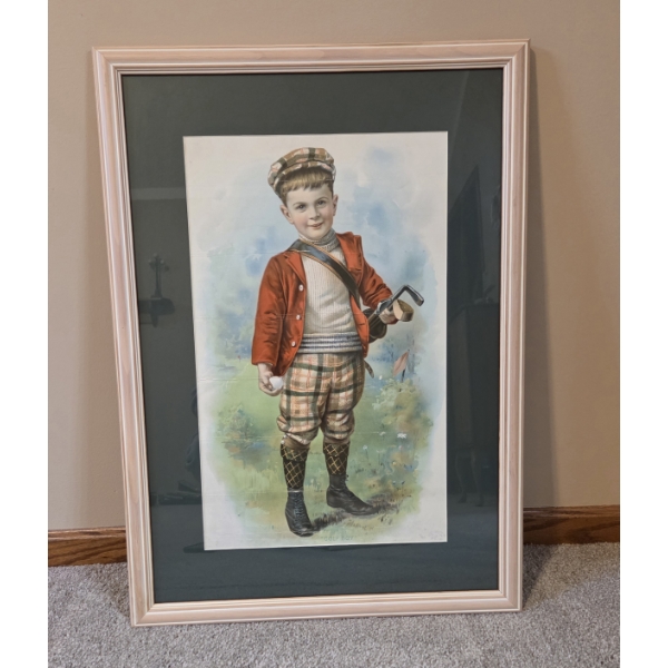 Louisville Home Pickup - Framed Art Print Of Boy Golfer - 21 W x 29 T - See Pics