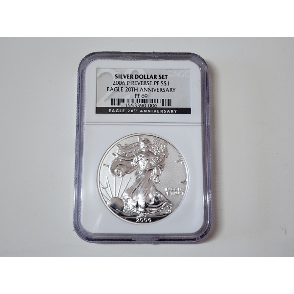 "Silver Dollar Set" NGC PF69 20th Anniv. 2006-P Reverse Proof American Eagle - 1 oz .999 Fine Silver