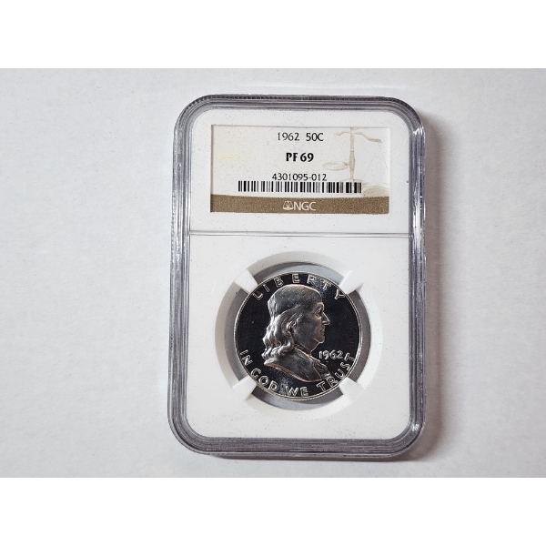 1962 Franklin Silver Half Dollar 90% Silver NGC PF 69