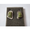 Image 1 : Sterling Silver Green Jasper/Serpentine-Like Stone Earrings - TW: 8.0g