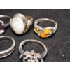 Image 4 : Beautiful Sterling Silver Rings Ft. Moonstone, Amber, Topaz & More - Weighing Total of 25.1 Grams