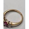 Image 6 : Vintage Women's 10K Yellow Gold Triple Heart Ruby & Diamond Accent Ring - Size 7 - Weight: 1.9g