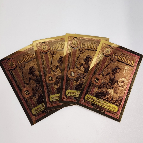 x4 *Alpha Series* Florida 1/4 Goldback Notes 1/4000th Troy Ounce 24K Gold Each