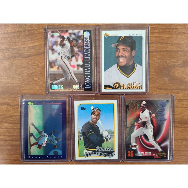 Lot of Five Barry Bonds Baseball Trading Cards - Ft. Upper Deck, Donruss, Classic, Topps & Skybox