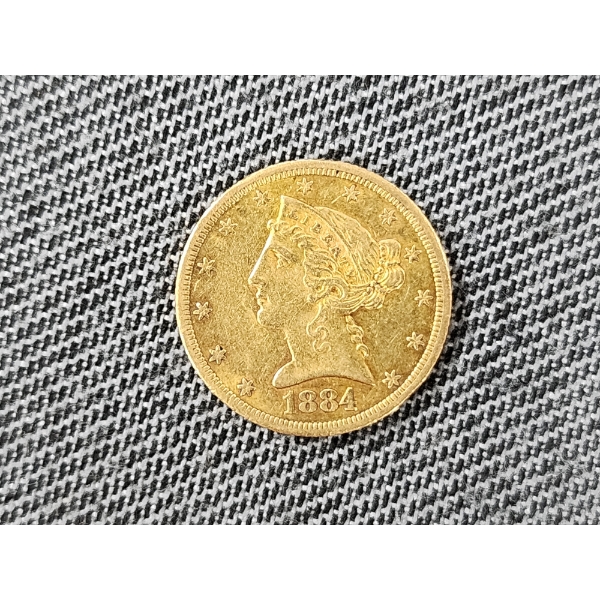 INCREDIBLY RARE 1884-CC Liberty $5 Gold Liberty Head ~ Beautiful US Carson City Gold Coin ~ 