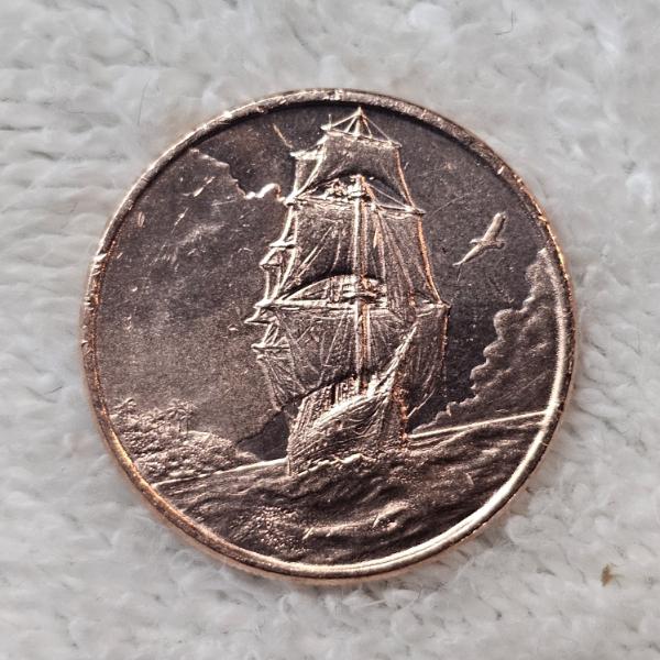 Ascension Island 2025 Sailing Ship Quarter Dollar 99.9% Fine Copper Coin - 1/4 oz ACW