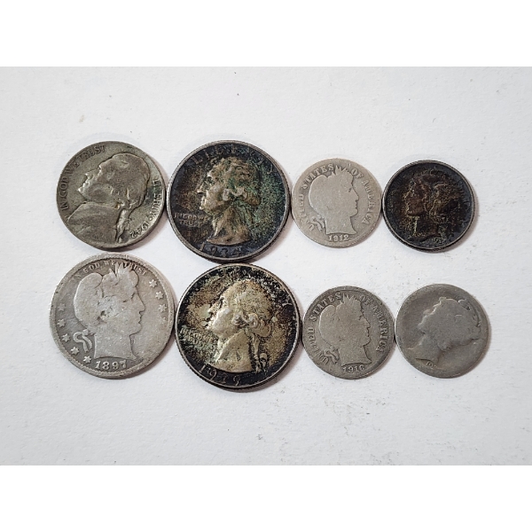 Assortment of U.S. Silver Coins: (1) Silver Wartime Nickel; 90% Silver FV: $1.15
