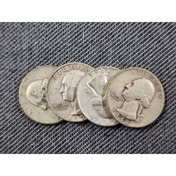 $1.00 Face Value in Assorted 90% Silver Washington Quarters
