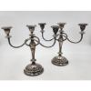Image 1 : Two Silver-Plated Three-Arm Detailed Candelabras Weighting Approx. 2.4lbs Each - TW: 4.8lbs