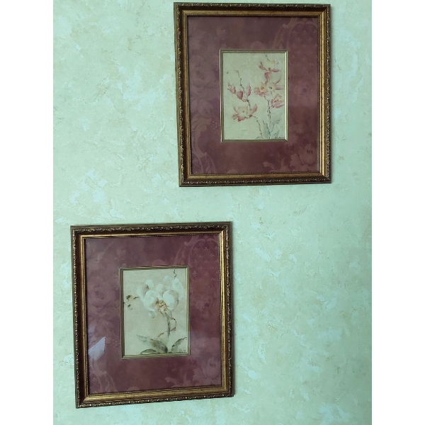 Set Of 4 Framed Floral Prints 16" x 14" Overall - 8" x 6" Image Size