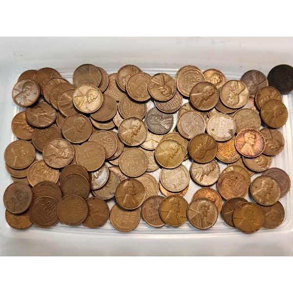Approx. $1.00 Face Value of Assorted 1940's Lincoln Wheat Pennies 
