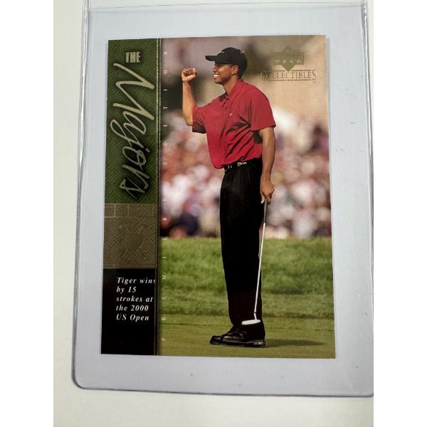 2001 Upper Deck Tiger Woods Rookie Golf Card In Protective Holder - High Grade - Mint Condition