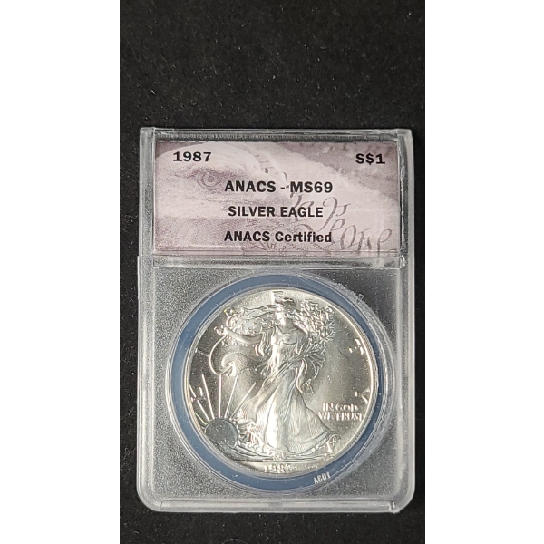 ANACS 1987 MS69 1 oz 999 Fine Silver American Eagle