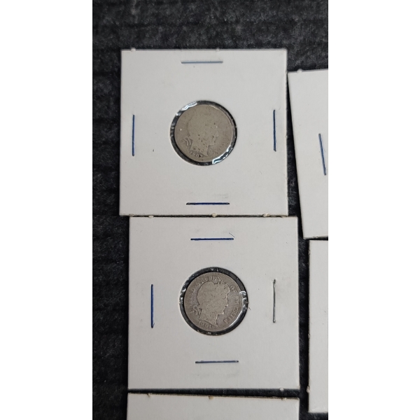 (10) Assorted Year Barber 90% Silver Dimes Face Value: $1.00