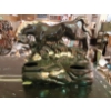 Image 1 : ca 1950s - TV Lamp Base / Planter - Gorgeous Black & Gold Enameled Stallion - See PIcs