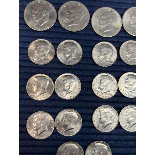 Bicentennial Kennedy Half Dollars - Bicentennial Eisenhower Dollars - FV $11.00 - 1776-1976