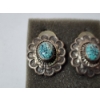 Image 2 : Native-Style Sterling Silver Turquoise Floral Earrings - TW: 14.9