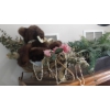 Image 1 : Stuffed Animal Approx 22" Real Animal Fur - Bear With Floral Arrangement As Shown In Photos 
