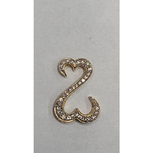 Elegant 14K Gold Jane Seymour Open Hearts Pendant With Diamonds - Weight: 2.5g