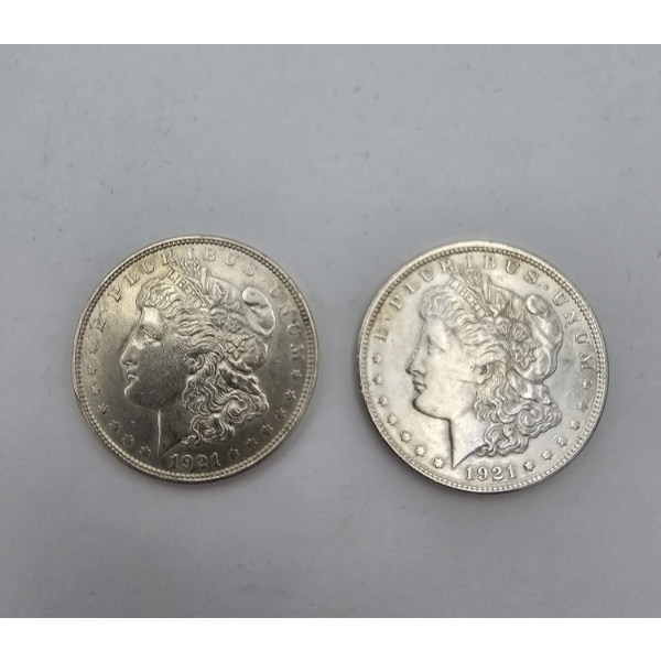 Lot of (2) 1921 Morgan Silver Dollars