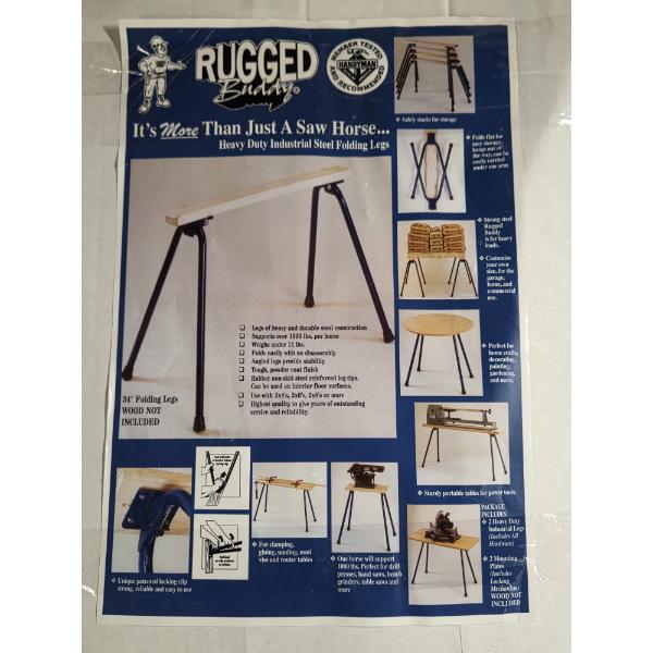  Brand New 34'' Rugged Buddy Twin Heavy Duty Industrial Steel Folding Legs Saw Horses 
