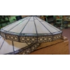 Image 3 : Pair  Of Matching Vintage Stined Glass Leaded Shades With Filigree Lower Rim 16" Diameter  Good Cond