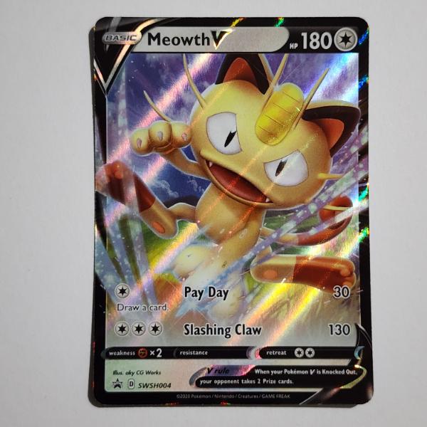 Meowth V SWSH004 Black Star Promo Holo Rare Pokemon Trading Card