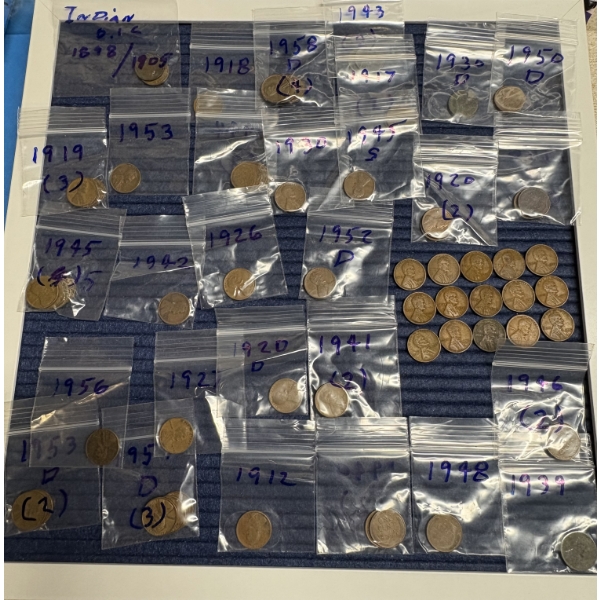 Miscellaneous Wheat Pennies - Various Years - All Marked in Plastic Bags - FV $0.65