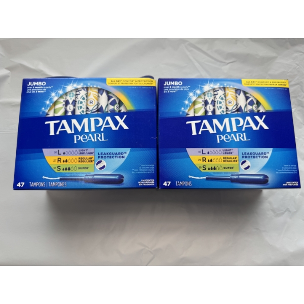 Tampax Pearl 47 Count Box, 2 Boxes Total - Brand New Sealed Boxes