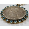 Image 5 : 1922 United States Silver Peace Dollar on Necklace With Blue Stones Surrounding!