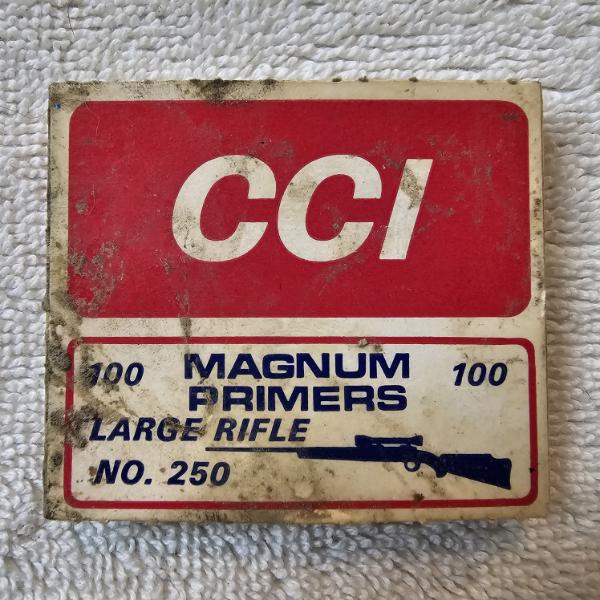Vintage Box of CCI No. 250 Large Rifle Magnum Primers (partially filled)