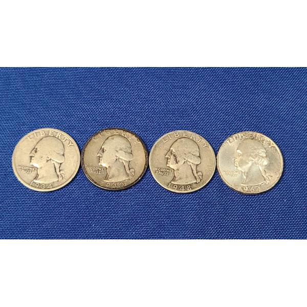 Years 1934, 1940, 1948, 1964 90% Silver Washington Head Quarters