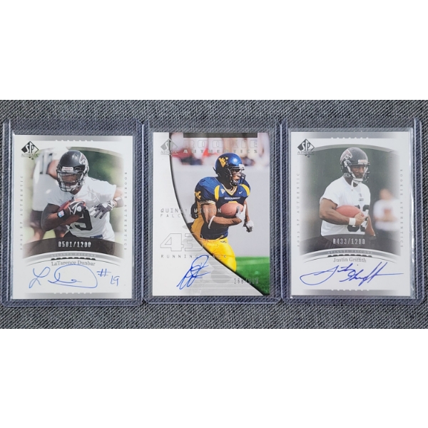 Three Upper Deck AUTOGRAPHED Atlanta Falcons NUMBERED Rookie Authentics Football Trading Cards 