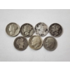 Image 1 : Lot of 7 Assorted Years Barber, Mercury, & Roosevelt Dimes - 90% U.S. Silver - FV: $0.70