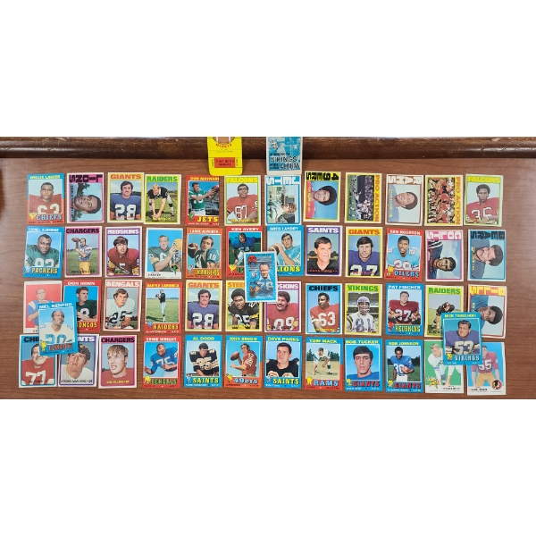 Large Lot of Over 50 Assorted 1969, 1971 & 1972 Topps Football Trading Cards 