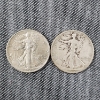 Image 1 : Two United States 90% Silver Walking Liberty Half Dollars ~ $1.00 Face Value