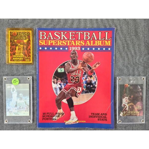 Chicago Bulls Basketball Magazine & Michael Jordan/Dennis Rodman Trading Cards - Ft. Holo!