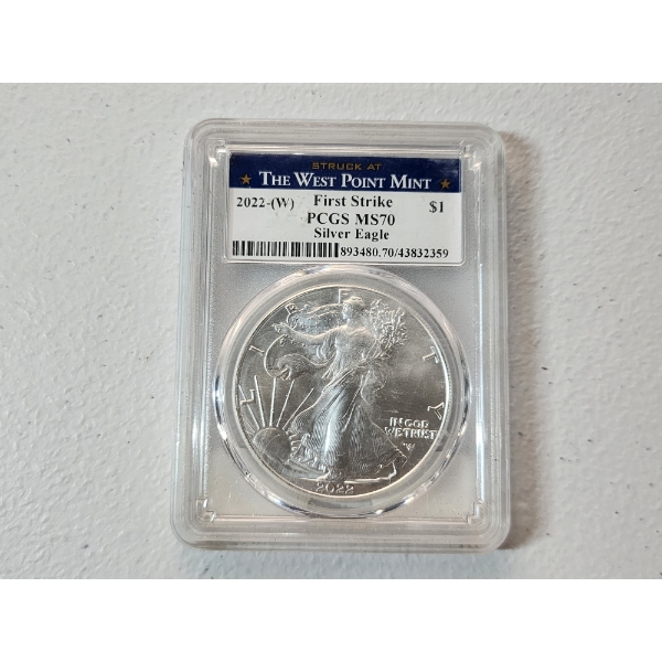 2022-W PCGS MS 70 First Strike American Silver Eagle - 1 oz .999 Fine Silver 