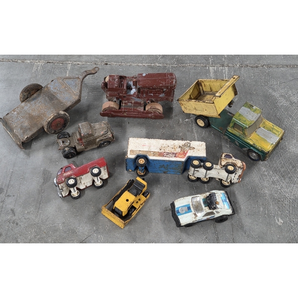 Vintage Toy Collection Including Hubley Metal Tractor, Metal Dump Truck, Metal Trailer And More