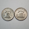 Image 2 : Two 1954 United States 90% Silver Franklin Half Dollars - FV: $1.00