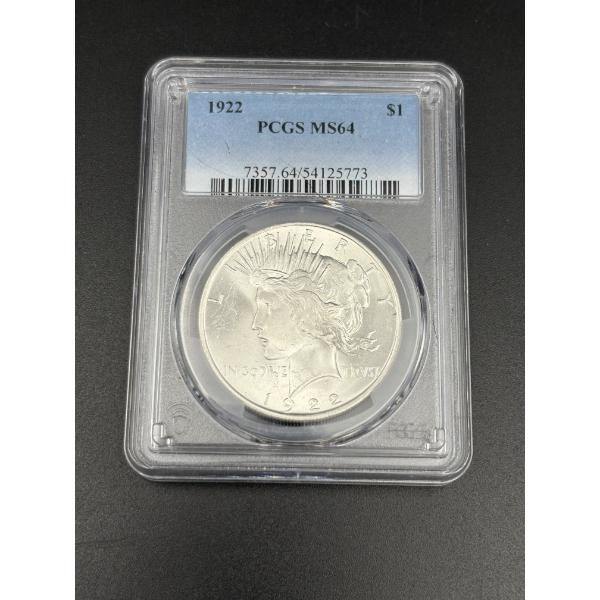 1922 PCGS MS64 Peace Dollar - 90% Silver - Graded Coin