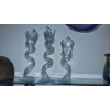 Image 1 : Crystal Spiral Twist Free Form Candle Holders 3 Pc Set17" - 13" & 15.5" As Shown Excellent