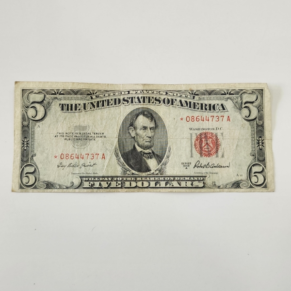 United States Series 1953 A Red Seal $5 *STAR NOTE* - Face Value $5.00