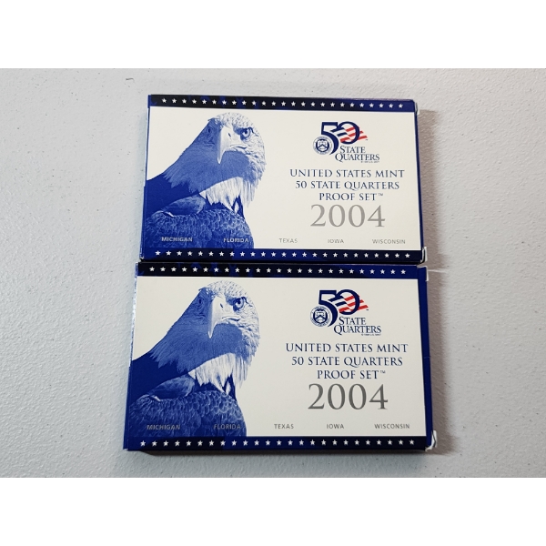 x2 2004 United States Mint 50 State Quarters Proof Sets in Original Packaging w/ CoA