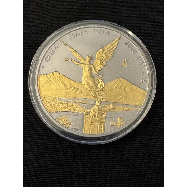 2022 Mexican Libertad .999 Fine Silver One Troy Ounce - Gold Tone Limited Edition
